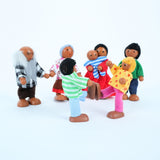 7-tlg. Puppenfamilie aus Holz Holzpuppen Biegepuppen Kinderspielzeug