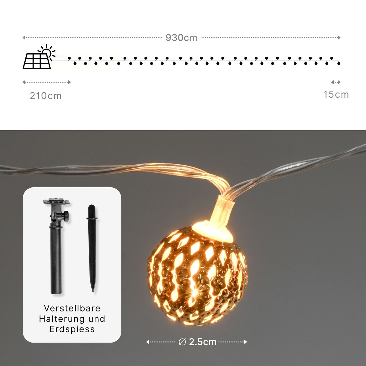 Marokkanische LED Solar Lichterkette 9.3m Orientalische Deko