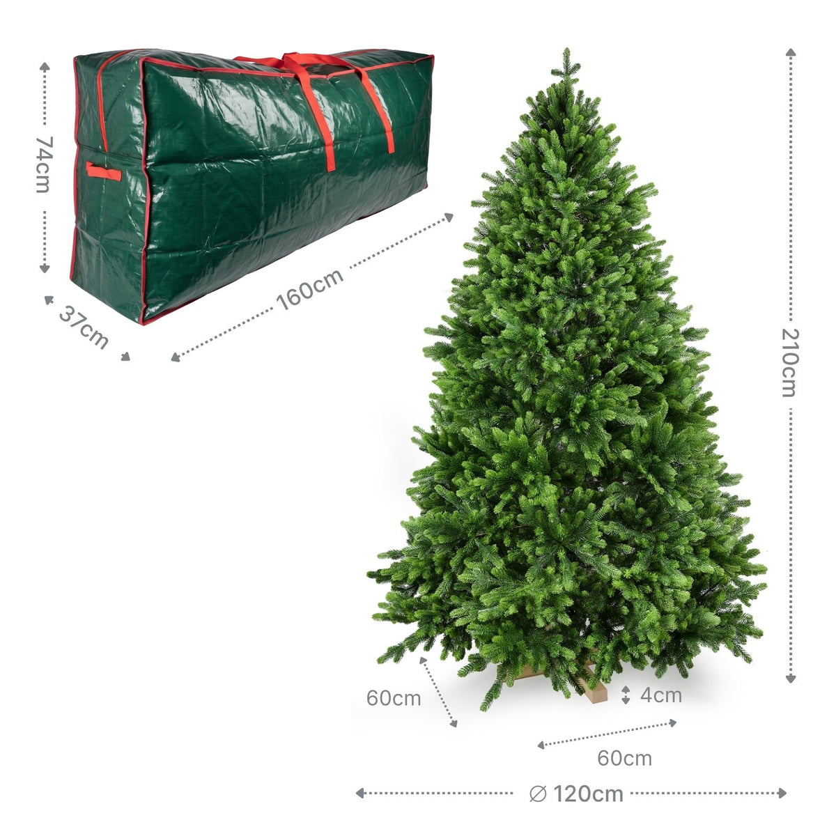 Weihnachtsbaum 210cm mit Tasche Christbaum Tannenbaum Tanne Xmas-Baum