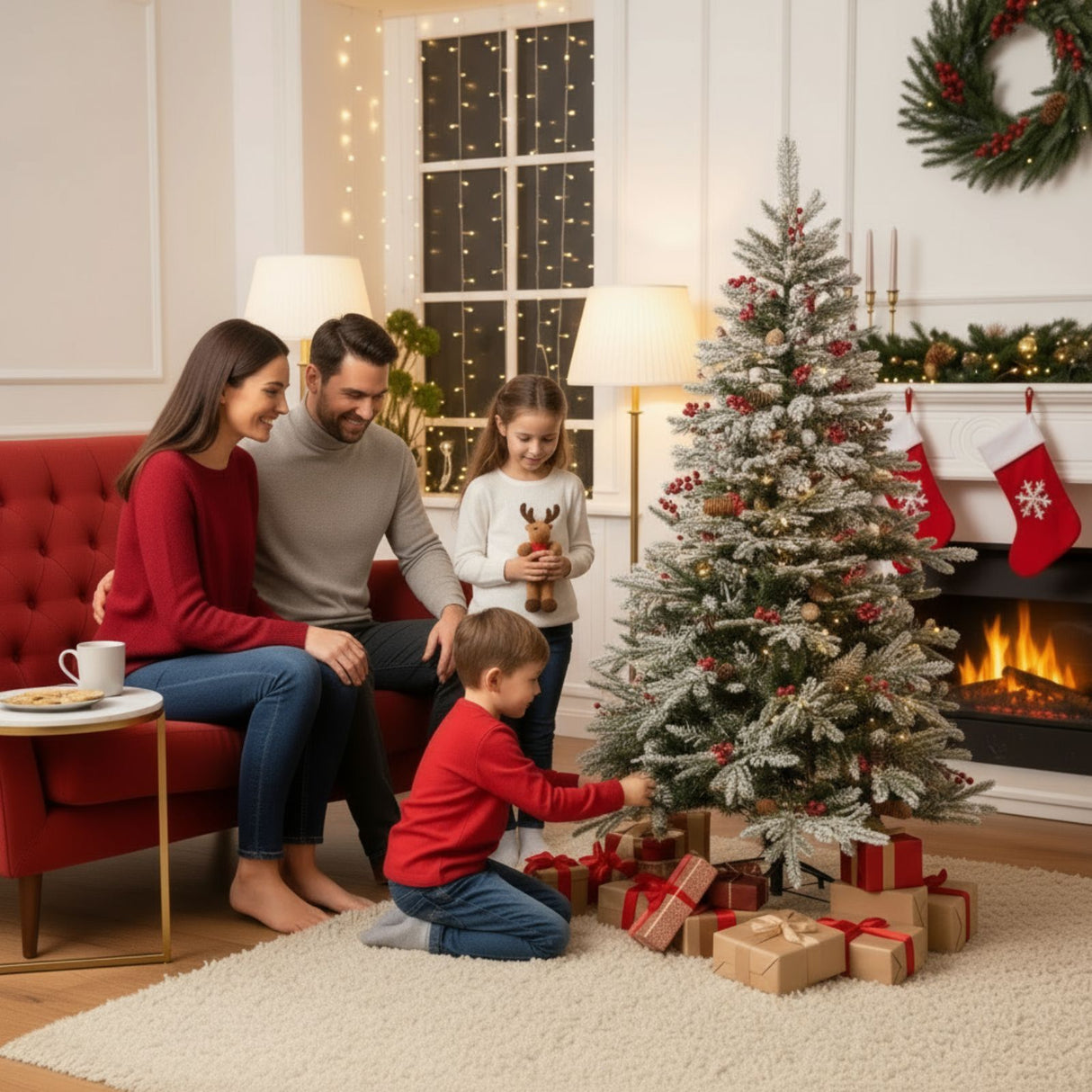 Weihnachtsbaum 150cm mit Schnee Christbaum Kunsttanne Tannenbaum
