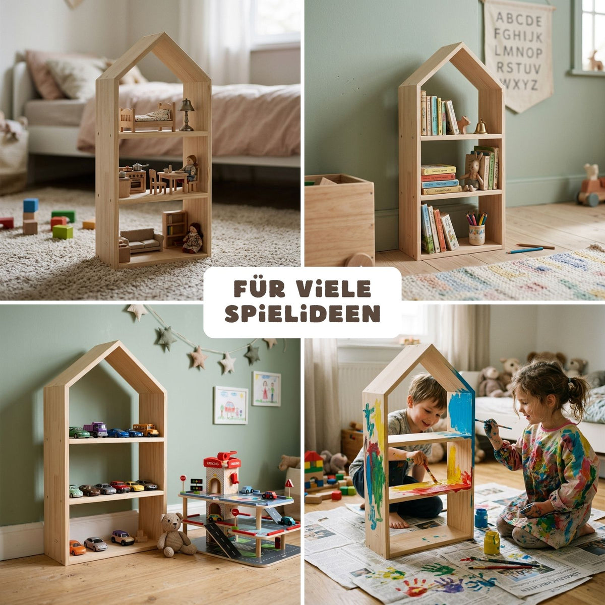 Holz-Aufbewahrungsregal Spielzeugregal Kinderzimmer-Regal Standregal