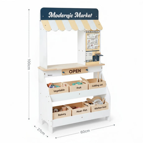Holz-Kaufladen mit Zubehör Kinder Marktstand Kaufmannsladen