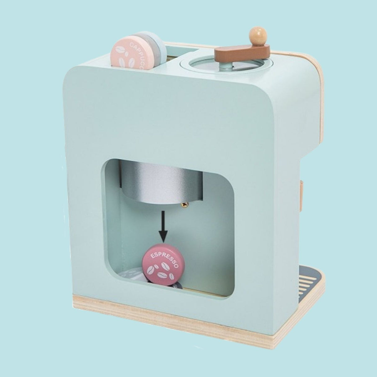 Kinder Spielzeug-Kaffeemaschine aus Holz mit Zubehör Kaffeeautomat