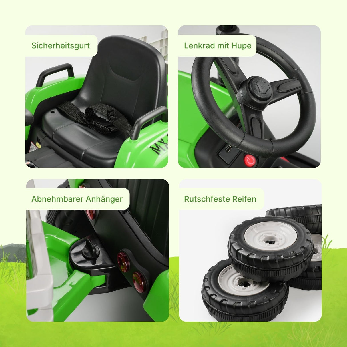 Elektro-Traktor für Kinder Elektroauto mit Anhänger Kinderfahrzeug