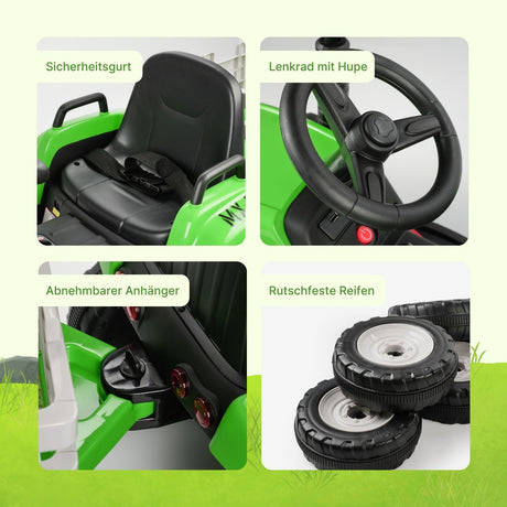 Elektro-Traktor für Kinder Elektroauto mit Anhänger Kinderfahrzeug