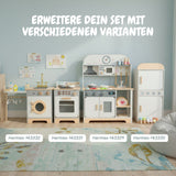 Kinder Spielhaus-Waschmaschine aus Holz mit Zubehör Kinderwaschmaschine
