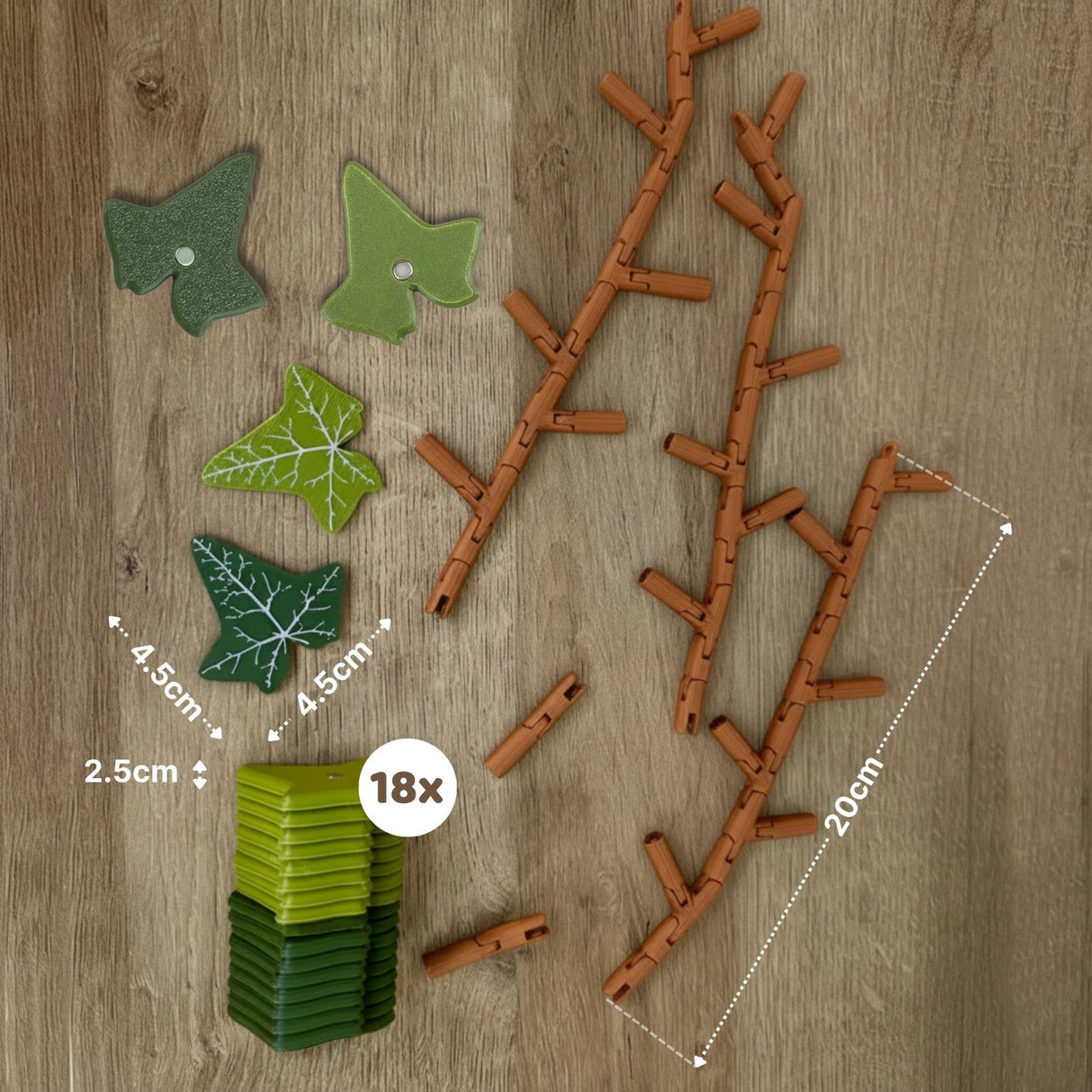 23-tlg. 3D Efeu-Kühlschrankmagnet-Set Magnet Efeuranken-Deko