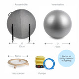 Gymnastikball mit Holz-Ballring und Schutzhülle Sitzball Fitnessball