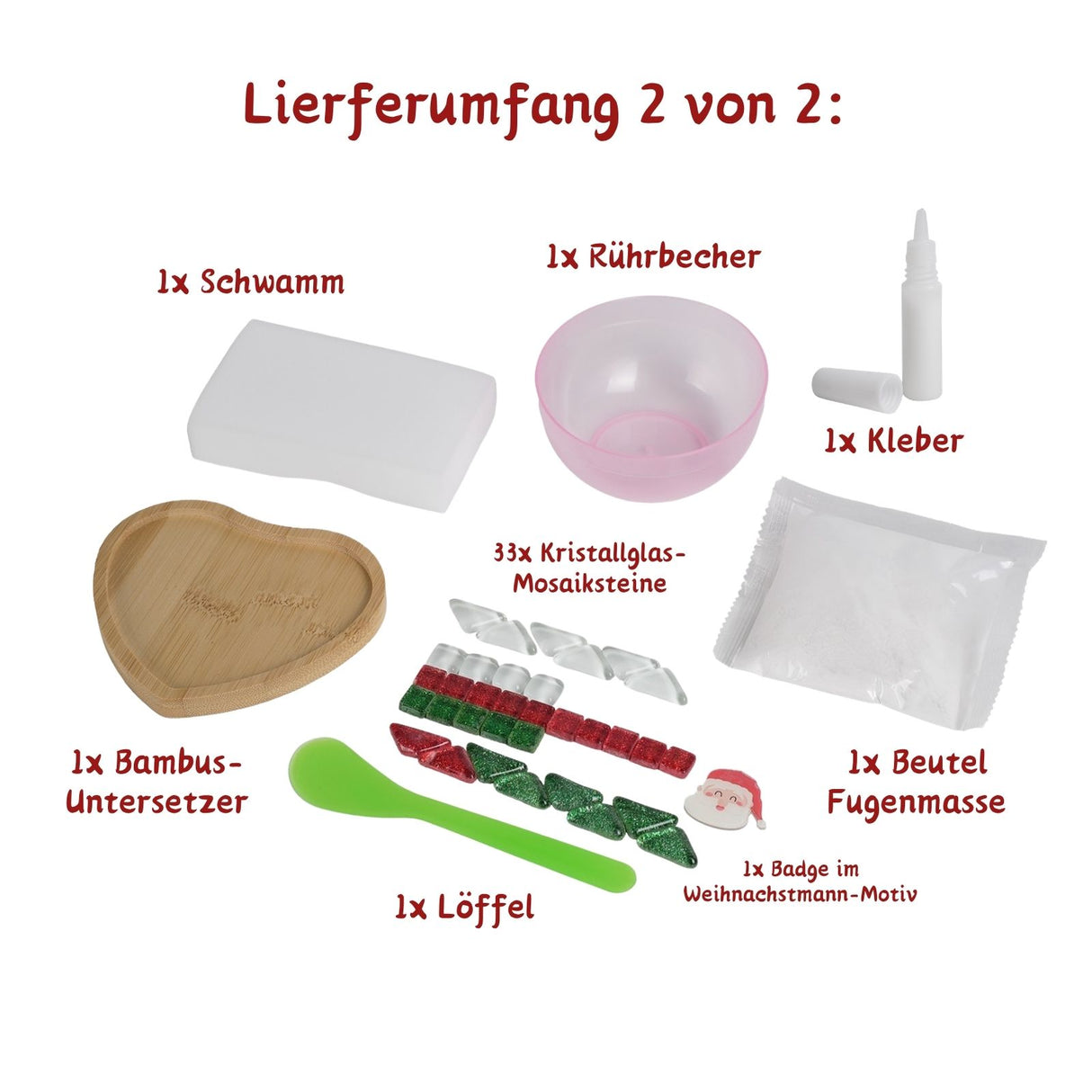 2er-Set DIY-Mosaik-Untersetzer Weihnachtsmann Schneemann Bastelset