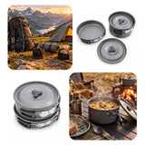4-tlg. Campinggeschirr Outdoor-Kochgeschirr-Set Kochtopf Bratpfanne