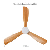 Holz-Deckenventilator Deckengebläse LED-Deckenventilator Deckenlüfter