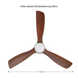 Holz-Deckenventilator Deckengebläse Deckenlüfter LED-Deckenventilator