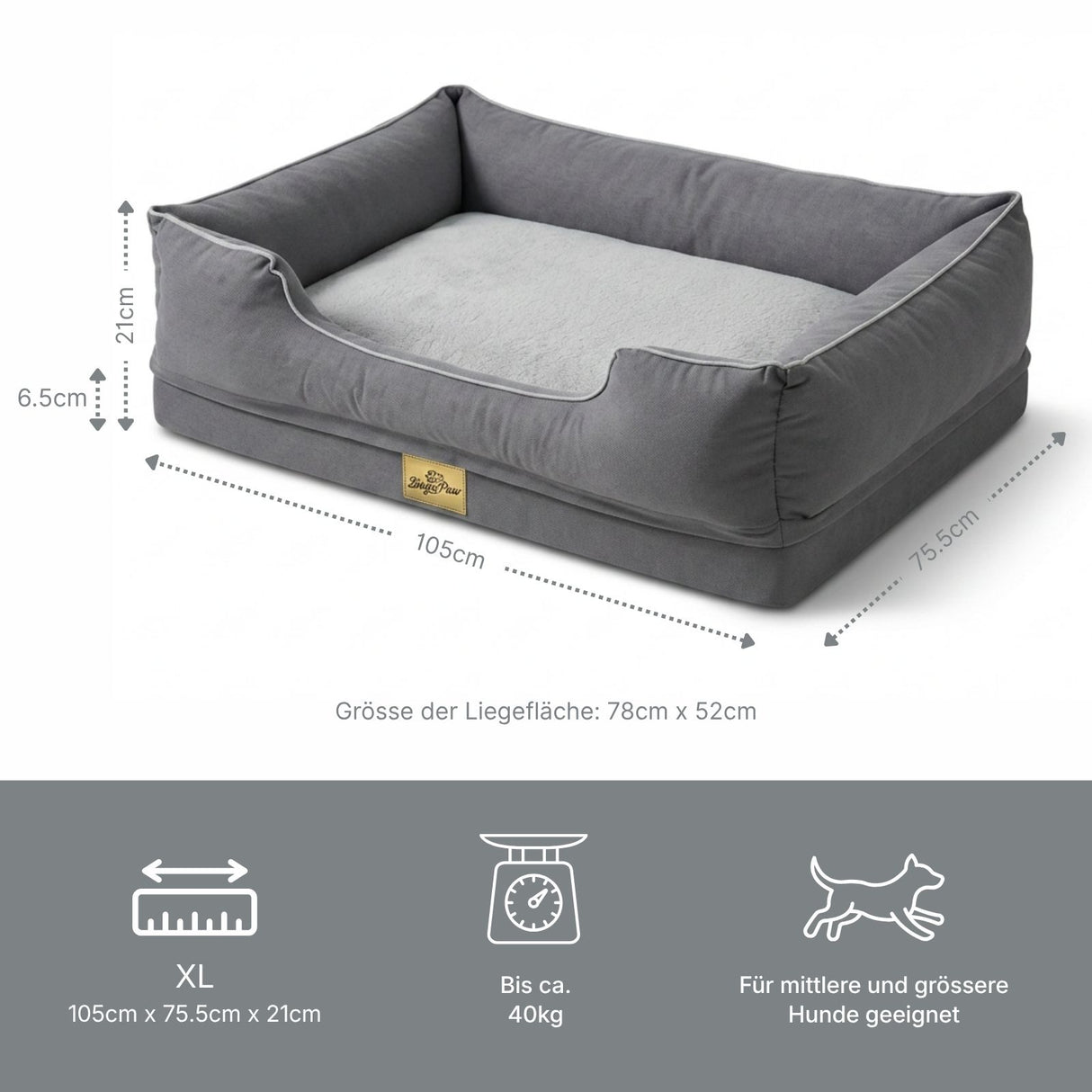 Hundebett Grösse XL Liegeplatz Haustierbett Schlafplatz Kuschelbett