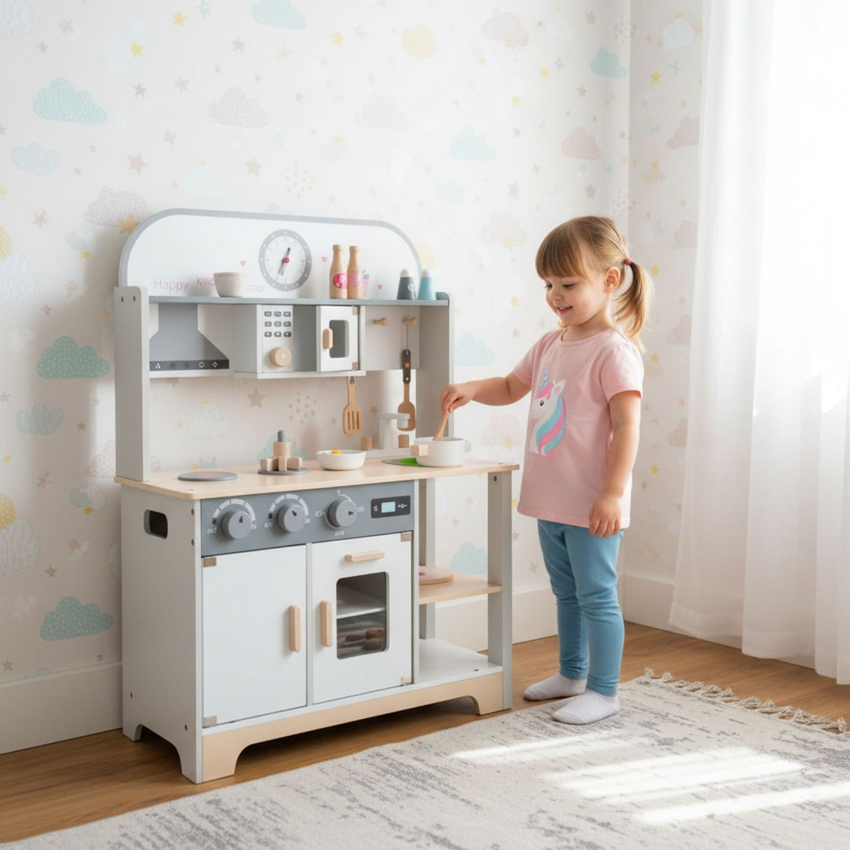 Kinder Spielhaus-Kochstation aus Holz mit Zubehör Kinderküche