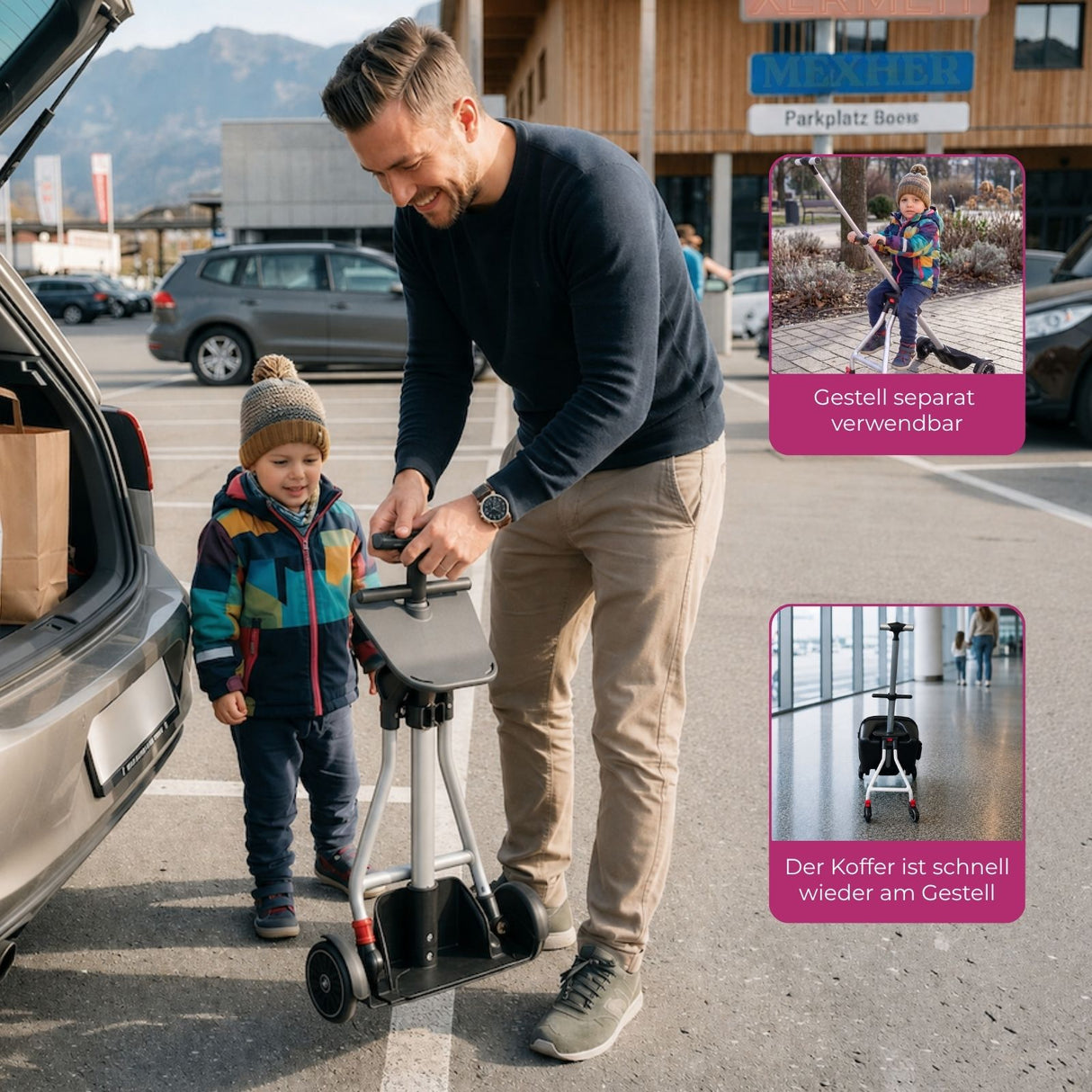 2in1 Kinderwagenkoffer Handgepäck Buggy Trolley Hartschalenkoffer