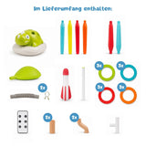 3in1 Geschicklichkeitsspiel für Kinder Ringwurf Hüpfspiel Raketenstart