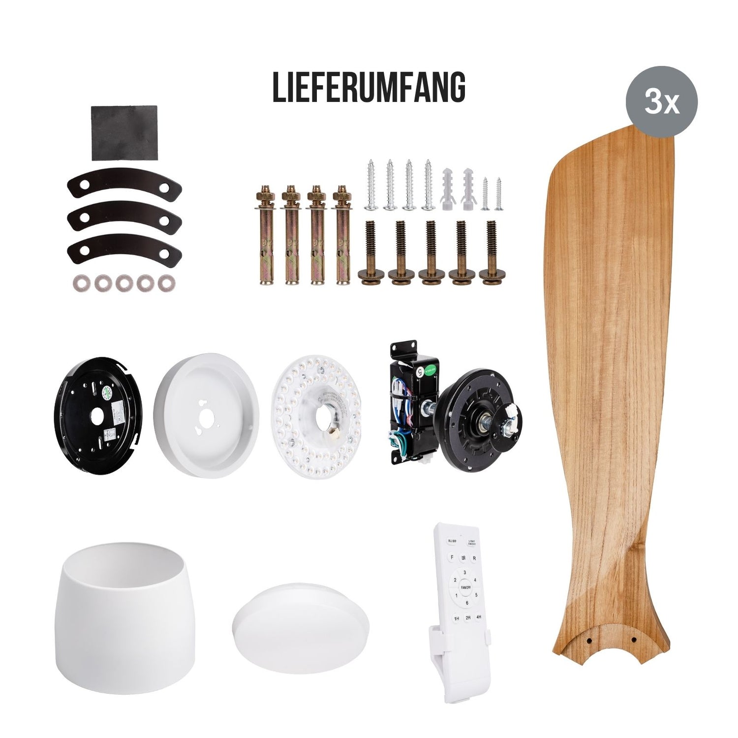Holz-Deckenventilator Deckengebläse LED-Deckenventilator Deckenlüfter