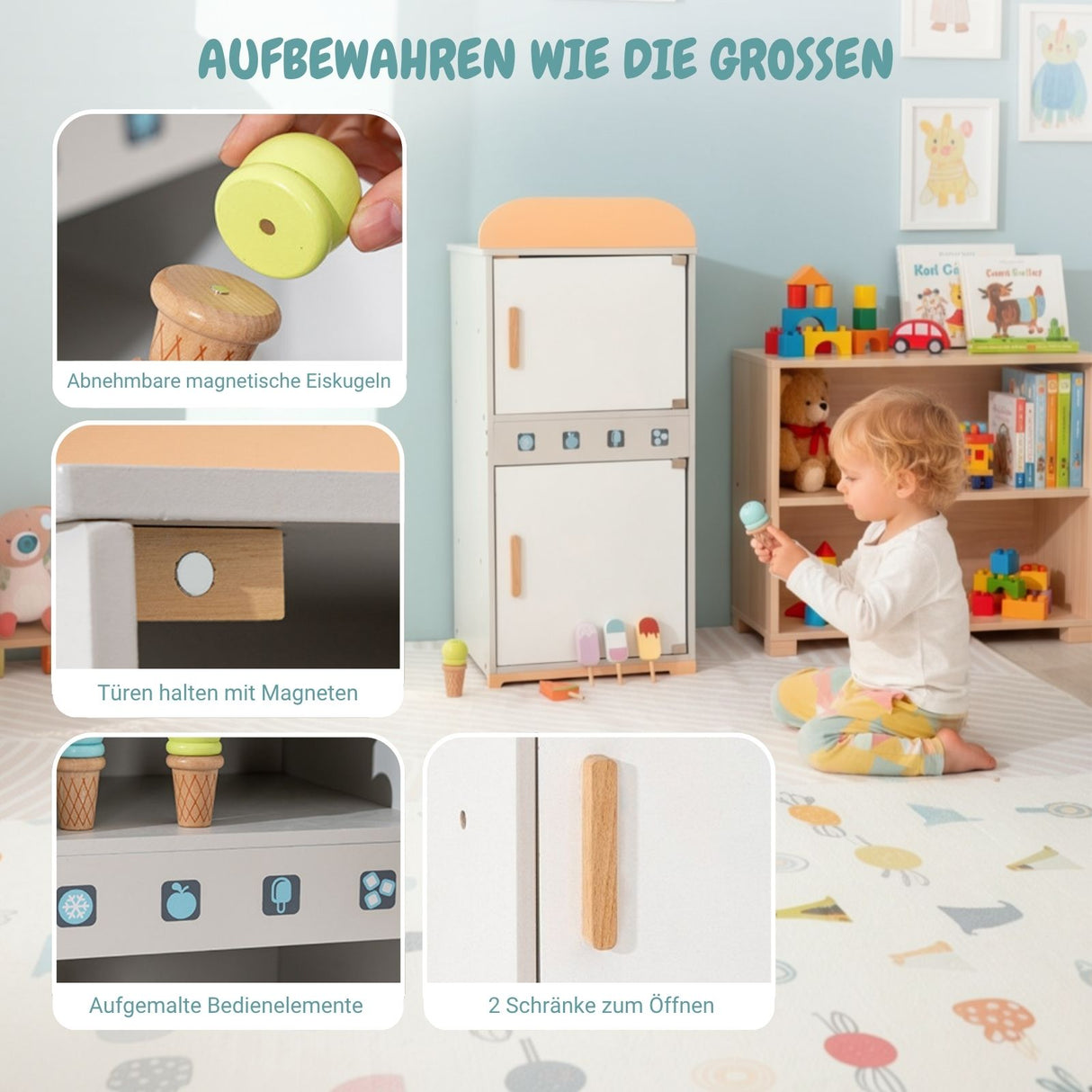 3-tlg. Kinder Haushalts-Spielset Backofen Kühlschrank Waschmaschine