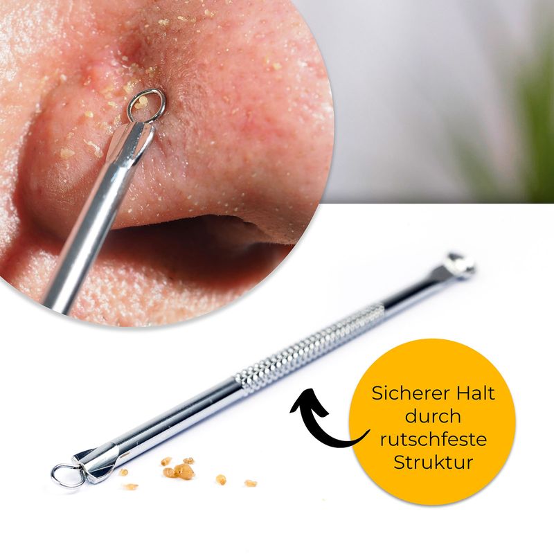7-teiliges Mitesserentferner-Set Aus Edelstahl – Mit PU-Etui, 15 Cm